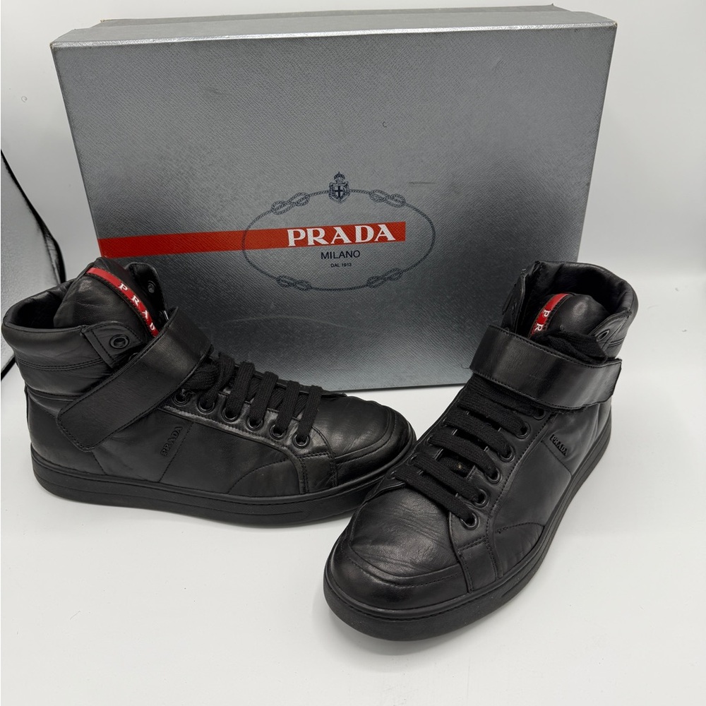 Prada Men's Black Leather Sneakers